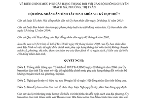 Nghị quyết 23/2006/NQ-HĐND phụ cấp tháng cán bộ không chuyên trách xã phường thị trấn Tây Ninh