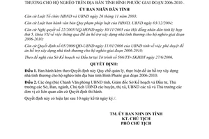 Quyết định 71/2006/QĐ-UBND quản lý đề án hỗ trợ xây dựng nhà tình thương cho hộ nghèo Bình Phước 2006 2010