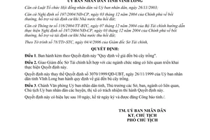 Quyết định 1492/2006/QĐ-UBND giá đền bù cây trồng Vĩnh Long