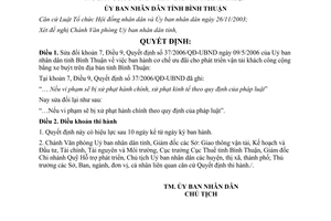 Quyết định 56/2006/QĐ-UBND sửa đổi Quyết định 37/2006/QĐ-UBND Bình Thuận