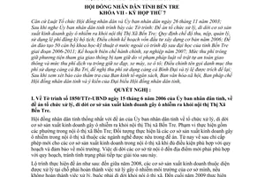 Nghị quyết 77/2006/NQ-HĐND Tờ trình Ủy ban nhân dân tỉnh