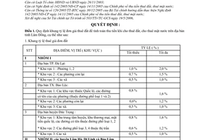 Quyết định 44/2006/QĐ-UBND khung tỷ lệ đơn giá thuê đất, mặt nước