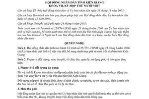 Nghị quyết 20/2006/NQ-HĐND danh mục phí vệ sinh Kiên Giang