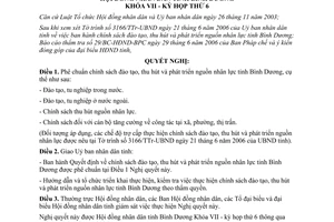 Nghị quyết 08/2006/NQ-HĐND7 đào tạo thu hút phát triển nhân lực Bình Dương