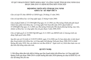 Nghị quyết 03/2006/NQ–HĐND quy hoạch phát triển khoa học công nghệ Quảng Ninh