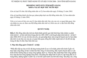 Nghị quyết 32/2006/NQ-HĐND nhiệm vụ phát triển kinh tế xã hội 2006 2010 Kiên Giang