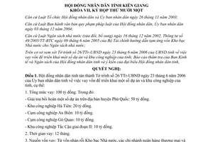 Nghị quyết 21/2006/NQ-HĐND vay vốn để triển khai dự án và khu công nghiệp Kiên Giang