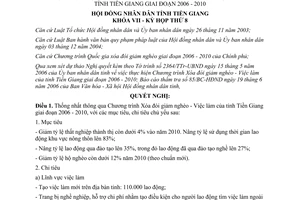 Nghị quyết 85/2006/NQ-HĐND thực hiện Xóa đói giảm nghèo Việc làm Tiền Giang 2006 2010