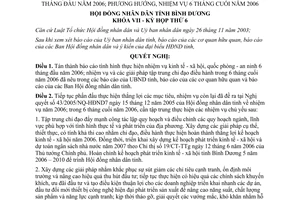 Nghị quyết 02/2006/NQ-HĐND nhiệm vụ kinh tế xã hội quốc phòng an ninh 2006 Bình Dương