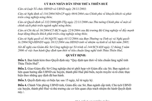 Quyết định 1698/2006/QĐ-UBND Quy định tạm thời tiêu chuẩn làng nghề