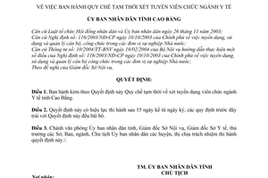 Quyết định 1296/2006/QĐ-UBND Quy chế tạm thời xét tuyển dụng viên chức