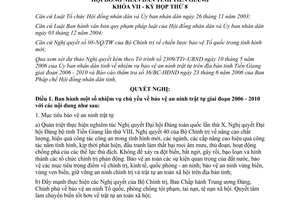 Nghị quyết 87/2006/NQ-HĐND nhiệm vụ bảo vệ an ninh trật tự giai đoạn 2006 2010 Tiền Giang