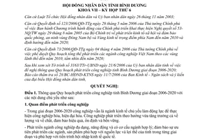 Nghị quyết 03/2006/NQ-HĐND7 quy hoạch phát triển công nghiệp Bình Dương 2006 2020
