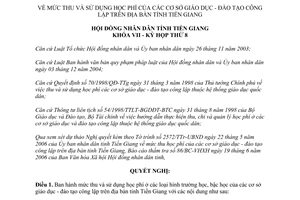 Nghị quyết 86/2006/NQ-HĐND mức thu sử dụng học phí cơ sở giáo dục công lập Tiền Giang