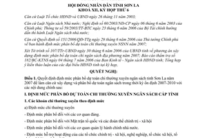 Nghị quyết 105/2006/NQ-HĐND Phân bổ dự toán chi thường xuyên ngân sách Sơn La