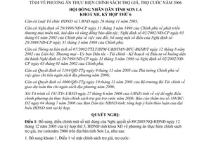Nghị quyết 116/2006/NQ-HĐND điều chỉnh 89/2005/NQ-HĐND chính sách trợ giá trợ cước 2006 Sơn La
