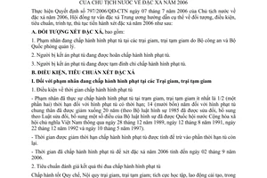 Hướng dẫn 01/2006/HĐĐX đặc xá 2006  thi hành Quyết định số 797/2006/QĐ-CTN