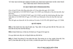 Quyết định 2497/2006/QĐ-UBND đơn giá thuê đất
