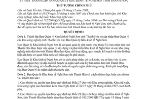 Quyết định 965/QĐ-TTg thành lập Ban Quản lý Khu kinh tế Nghi Sơn tỉnh Thanh Hóa