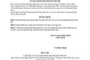 Quyết định 183/2006/QĐ-UBND Quy chế làm việc Ủy ban nhân dân huyện Nhà Bè