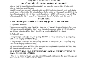 Nghị quyết 04/2006/NQ-HĐND quyết toán ngân sách năm 2005 quận 5