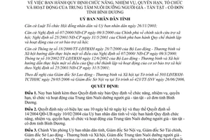 Quyết đinh 173/2006/QĐ-UBND chức năng nhiệm vụ Trung tâm Nuôi dưỡng người già Bình Dương