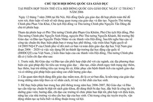 Thông báo 108/TB-VPCP Ý kiến Thủ tướng Nguyễn Tấn Dũng Chủ tịch Hội đồng Quốc gia Giáo dục phiên họp Hội đồng Quốc gia giáo dục