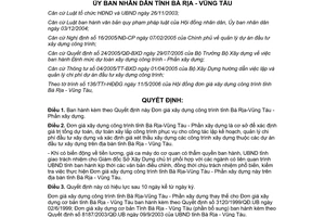 Quyết định 2056/2006/QĐ-UBND đơn giá xây dựng công trình phần xây dựng Bà Rịa Vũng Tàu