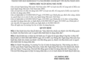 Quyết định 31/2006/QĐ-NHNN tiêu chuẩn thành viên Hội đồng quản trị,thành viên Ban kiểm soát người điều hành Quỹ tín dụng nhân dân