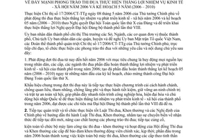 Chỉ thị 24/2006/CT-UBND đẩy mạnh phong trào thi đua thực hiện thắng lợi nhiệm vụ kinh tế - xã hội năm 2006 kế hoạch 5 năm 2006 – 2010