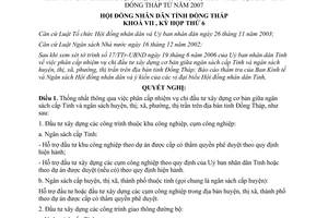 Nghị quyết 60/2006/NQ-HĐND.K7 nhiệm vụ chi của ngân sách cấp huyện tỉnh Đồng Tháp