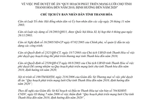 Quyết định 1999/QĐ-UBND 2006 Quy hoạch phát triển mạng lưới Chợ tỉnh Thanh Hóa đến 2010