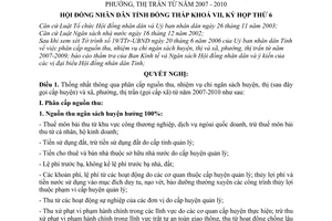 Nghị quyết 58/2006/NQ-HĐND-K7 phân cấp nguồn thu, nhiệm vụ chi ngân sách