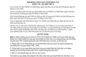 Nghị quyết 72/2006/NQ-HĐND điều chỉnh quy hoạch thăm dò khai thác sử dụng