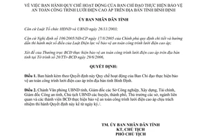 Quyết định 550/QĐ-UBND 2006 Ban Chỉ đạo bảo vệ an toàn công trình lưới điện cao áp Bình Định