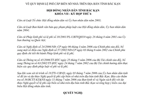 Nghị quyết 10/2006/NQ-HĐND lệ phí cấp biển số nhà Bắc Kạn