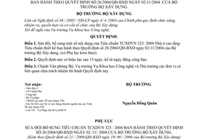 Quyết định 21/2006/QĐ-BXD Tiêu chuẩn TCXDVN 323 : 2004 sửa đổi 26/2004/QĐ-BXD