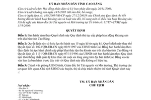 Quyết định 1326/2006/QĐ-UBND thủ tục cấp phép hoạt động khoáng sản trên địa bàn tỉnh Cao Bằng