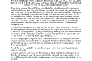 Chỉ thị 25/2006/CT-UBND giảm văn bản, giấy tờ hành chính hoạt động cơ quan hành chính nhà nước
