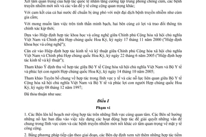 Hiệp định hợp tác y tế khoa học y học giữa Việt Nam Hoa Kỳ 2006