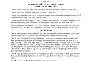 Nghị quyết 04/2006/NQ-HĐND phân bổ dự toán chi thường xuyên ngân sách nhà nước 2007 Bắc Giang