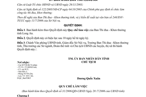 Quyết định 31/2006/QĐ-UBND quy chế làm việc ban thi đua khen thưởng Long An
