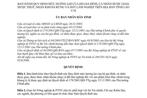 Quyết định 64/2006/QĐ-UBND mức hưởng lợi hộ gia đình, cá nhân