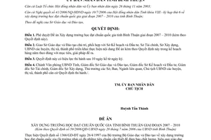 Quyết định 59/2006/QĐ-UBND Xây dựng trường học đạt chuẩn quốc gia Bình Thuận 2007 2010