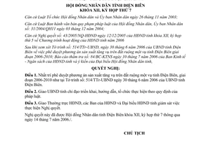 Nghị quyết 64/2006/NQ-HĐND phương án sản xuất tăng vụ trên đất ruộng một vụ Điện Biên giai đoạn 2006 2010