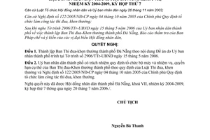 Nghị quyết 40/2006/NQ-HĐND thành lập ban thi đua khen thưởng Đà Nẵng