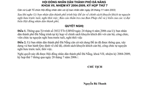 Nghị quyết 41/2006/NQ-HĐND khuyến khích cán bộ tự nguyện nghỉ hưu trước tuổi Đà Nẵng