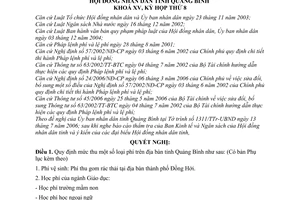 Nghị quyết 45/2006/NQ-HĐND mức thu phí trên địa bàn tỉnh Quảng Bình