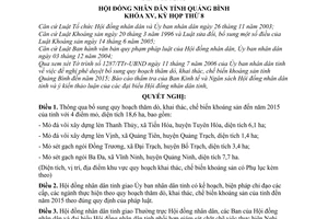 Nghị quyết 47/2006/NQ-HĐND quy hoạch thăm dò, khai thác, chế biến khoáng sản