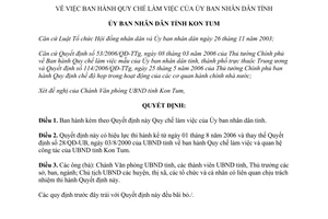 Quyết định 32/2006/QĐ-UBND Quy chế làm việc Ủy ban nhân dân tỉnh Kon Tum